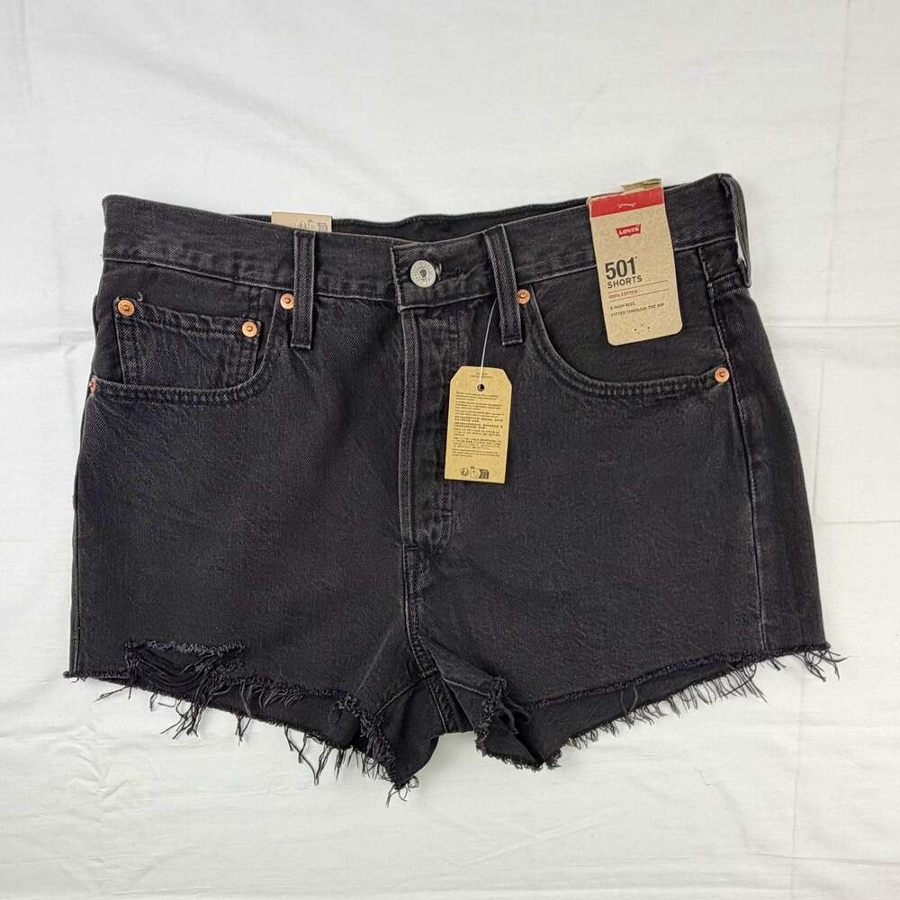 Levi's Women's 501 Original Fit High Rise Cut-Off Denim Shorts - Black